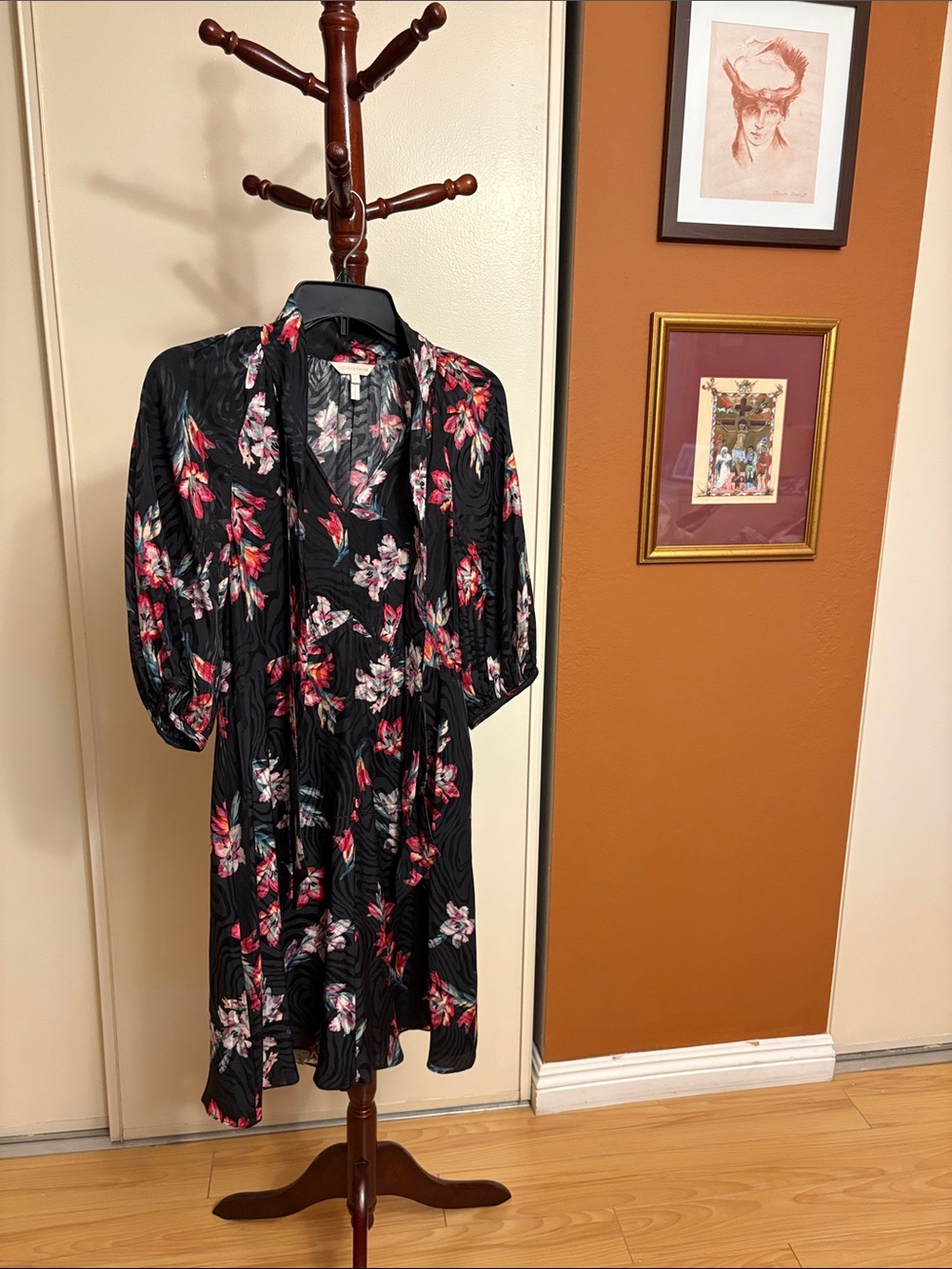 Rebecca Taylor Black Floral Mini Dress